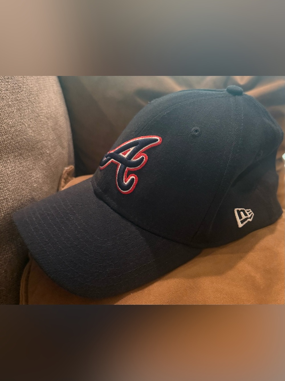 New Era Atlanta Braves 39THIRTY Stretch Fit Hat Navy Blue Size M/L MLB Baseball
